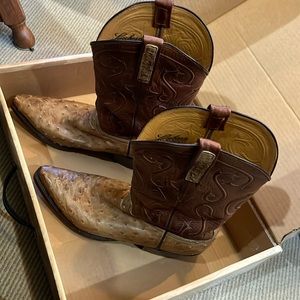 LUCCHESE Ostrich Full Quill & Inlay Cowboy Boots Mens 10.5D Western USA Handmade